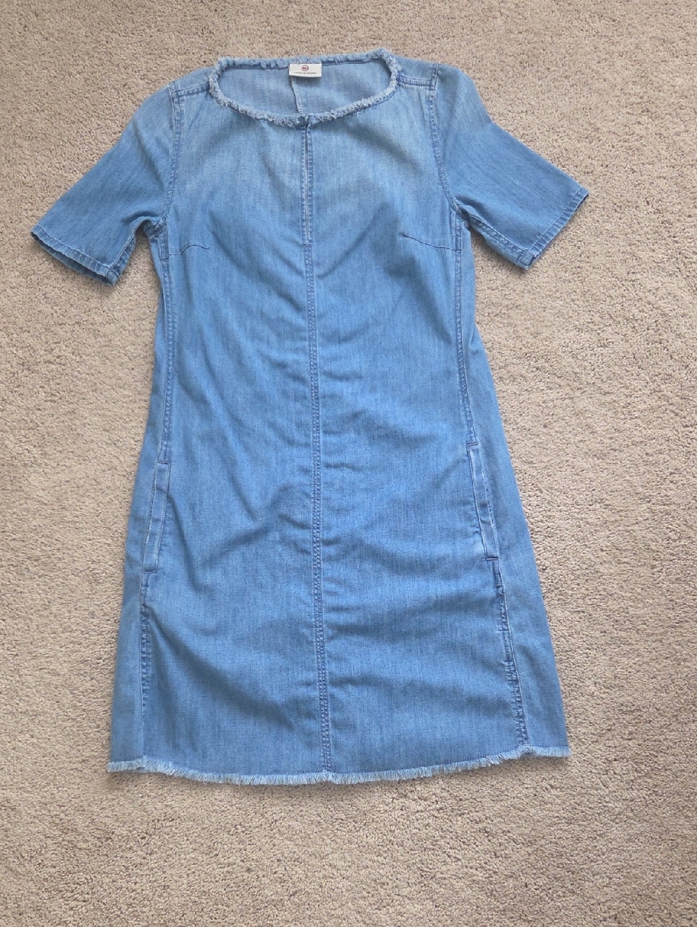 AG Adriano Goldschmied Light Blue Denim Short Sleeve Shift Dress
